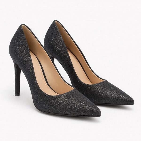 Zwarte glitter pumps